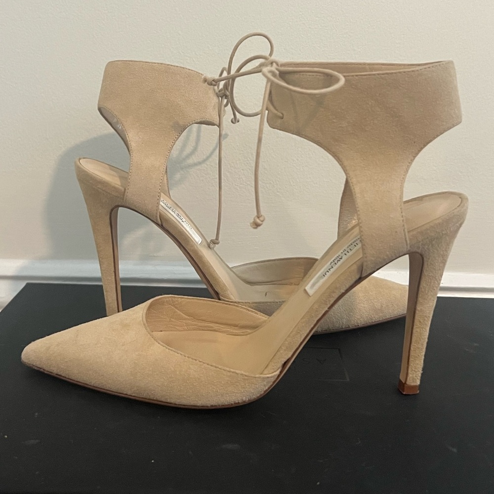 Saks Fifth Avenue nude suede heels